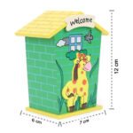 Cute Cartoon House Shaped Lovely Wooden Piggy Bank Money Bank - Full Detail by Nari Haat, Indian ethnic wear, women c...