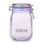 Reusable Airtight Seal Plastic Food Storage Mason Jar Zipper (1000ml) - Sleeve Design by Nari Haat, Indian ethnic wea...