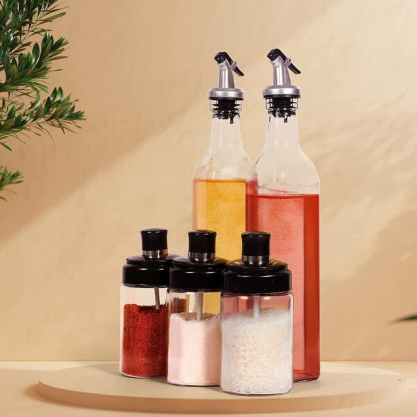 Glass Oil Dispenser Spice Jar Set