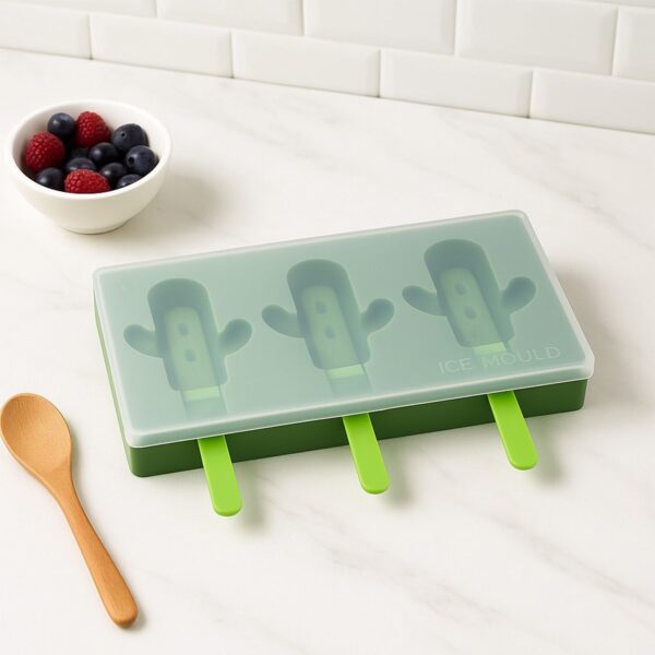 Cactus Shape Ice Cream Mould Homemade Ice Molds for DIY Summer Food Kitchen Tools 1 Pc - Front View by Nari Haat, Ind...
