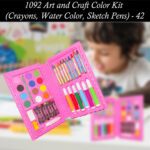 Art and Craft Color Kit (Crayons, Water Color, Sketch Pens) - 42 Pcs - Closeup Embroidery by Nari Haat, Indian ethnic...