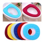 Bathroom Soft Thicker Warmer Stretchable Washable Cloth Toilet Seat Cover (1pc) - Front View by Nari Haat, Indian eth...