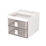 2 Layer 5 Compartment Desk Organizer with Transparent Drawer (1 Pc / 15×13×11 Cm) - Sleeve Design by Nari Haat, Ind...
