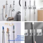 Stainless Steel Mop Broom Holder Organizer, With Glue 6gm Adhesive Wall Mounted Mop Organizer Storage Rack Clip Heavy...