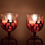 Tea Lights Holder Candle Stand, Diwali (2 Pc Set) - Closeup Embroidery by Nari Haat, Indian ethnic wear, women clothi...