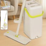 Floor Mop and Bucket Set, Flat Mop for Cleaning with Wringer, Self Clean Damp Mop and Bucket for Hardwood, Laminate, ...