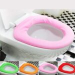 Bathroom Soft Thicker Warmer Stretchable Washable Cloth Toilet Seat Cover (1pc) - Back View by Nari Haat, Indian ethn...