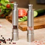 Stainless Steel Thumb Presser Salt and Pepper Grinder (1 Pc) - Front View by Nari Haat, Indian ethnic wear, women clo...