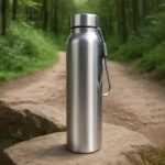 Stainless Steel Single Wall Drink Water Bottle (1000 ML) - Front View by Nari Haat, Indian ethnic wear, women clothin...