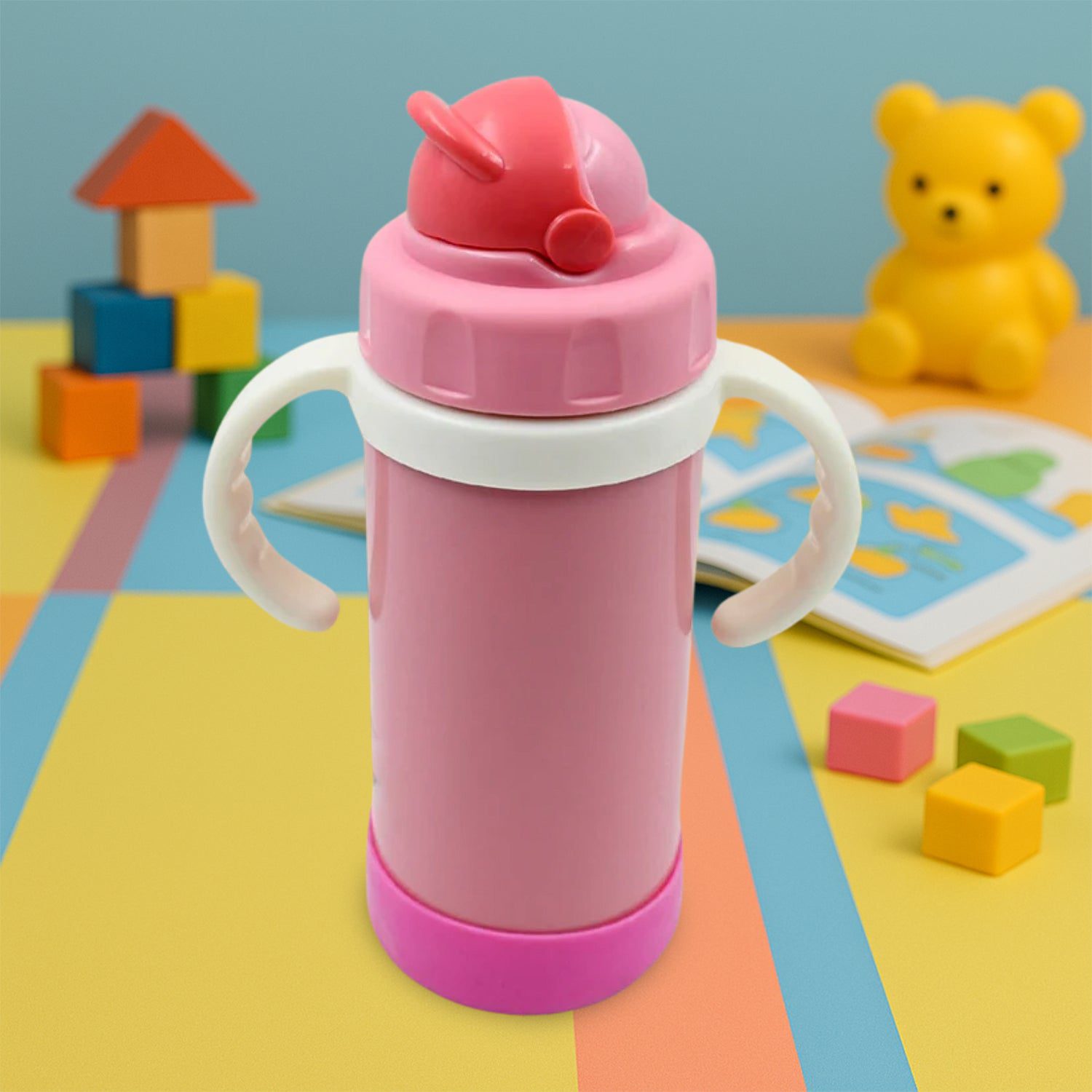 12752_ss_water_bottle_350ml_no5.jpg Stainless Steel Water Bottle With Handle & Straw Leak Proof, Rust Proof, Hot & Cold Drinks, Gym Sipper BPA Free Food ...