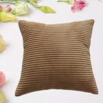 Soft Corduroy 16x16 Throw Pillow Cover Square Decorative Cushion Case (1 Pc) - Front View by Nari Haat, Indian ethnic...