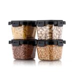 Plastic Food Storage Containers with Lid (4 Pcs Set / 500 ML) - Full Detail by Nari Haat, Indian ethnic wear, women c...