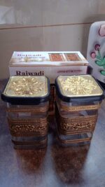 Plastic Rajwadi Container 2pcs set 1100ml - Fabric Detail by Nari Haat, Indian ethnic wear, women clothing, designer ...