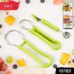 Professional 3 in 1 Stainless Steel Watermelon Cutter Fruit Carving Tools Set (1 Set) - With Dupatta by Nari Haat, In...