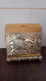 Wooden Key Holder for Home Decor Stylish Metal Gold Antique Elephant Design (1 Pc) - Full Detail by Nari Haat, Indian...