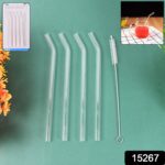 4 Pcs Reusable Glass Straws with 1 Cleaning Brushes - With Dupatta by Nari Haat, Indian ethnic wear, women clothing, ...