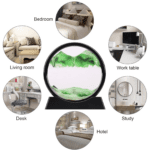 3D Moving Sand Art – Liquid Motion Deep Sea Sandscape with Round Glass Frame (1 Pc) - Closeup Embroidery by Nari Ha...