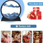 3D Moving Sand Art – Liquid Motion Deep Sea Sandscape with Round Glass Frame (1 Pc) - Fabric Detail by Nari Haat, I...