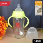 Glass Baby Feeding Bottle with Handles & Straw (240 ML / 1 Pc) - With Dupatta by Nari Haat, Indian ethnic wear, women...