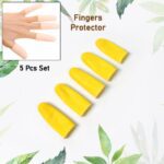 Finger Caps, Silicone Finger Protectors Sleeves (Finger Cots / 5 Pcs Set / yellow) - Closeup Embroidery by Nari Haat,...