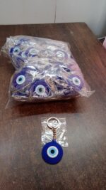 Evil Eye Rubber / Silicone Keychain (1 Pc / Blue Color) - Fabric Detail by Nari Haat, Indian ethnic wear, women cloth...
