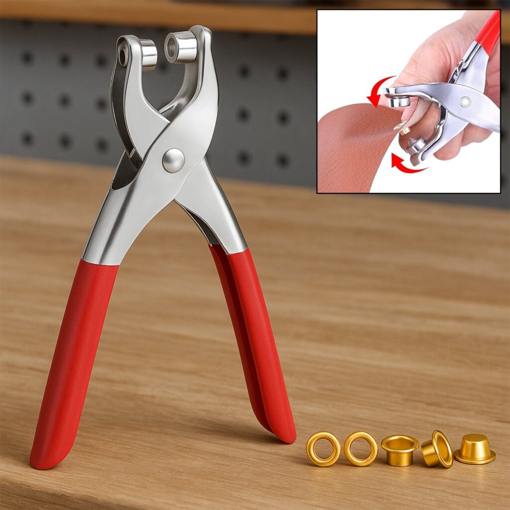 Grommet Setting Tool with Gold Eyelets