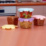 Plastic Food Storage Containers with Lid (4 Pcs Set / 500 ML) - Fabric Detail by Nari Haat, Indian ethnic wear, women...