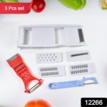3 in 1 Kitchen Set: Grater Base, Slicing Attachment, and Peeler (3 Pcs Set) - With Dupatta by Nari Haat, Indian ethni...