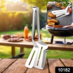 Stainless Steel Slotted Fish Tong – Double-Sided Cooking Spatula (1 Pc / 23 Cm) - With Dupatta by Nari Haat, Indian...