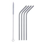 Reusable Stainless Steel Drinking Straws Bent (4 Bent Straws, 1 Brush) - Neckline Detail by Nari Haat, Indian ethnic ...