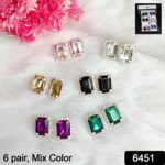 Diamond Jewellery Interchangeable Triangular Shaped (6 Pari / Mix Color & Design) - With Dupatta by Nari Haat, Indian...