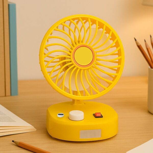 USB-C Rechargeable Portable Fan with LED Light Foldable Fan for Home - Front View by Nari Haat, Indian ethnic wear, w...