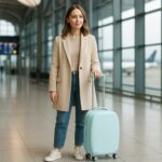 17849 Suitcase For Kids, Girls Green Small Cabin Hard Cover Holiday Carry On Trolley with Extendable Handle, Childre...