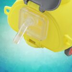 Cute Plastic Bug Shape Water Bottle with adjustable shoulder strap, 4 wheel &  Straw, portable drinking cup Water Bot...