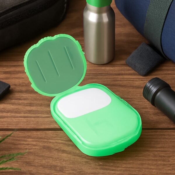 Travel Paper Soap Sheet with Mini Box (20 Sheets in a Pack Approx / Mix Color) - Front View by Nari Haat, Indian ethn...