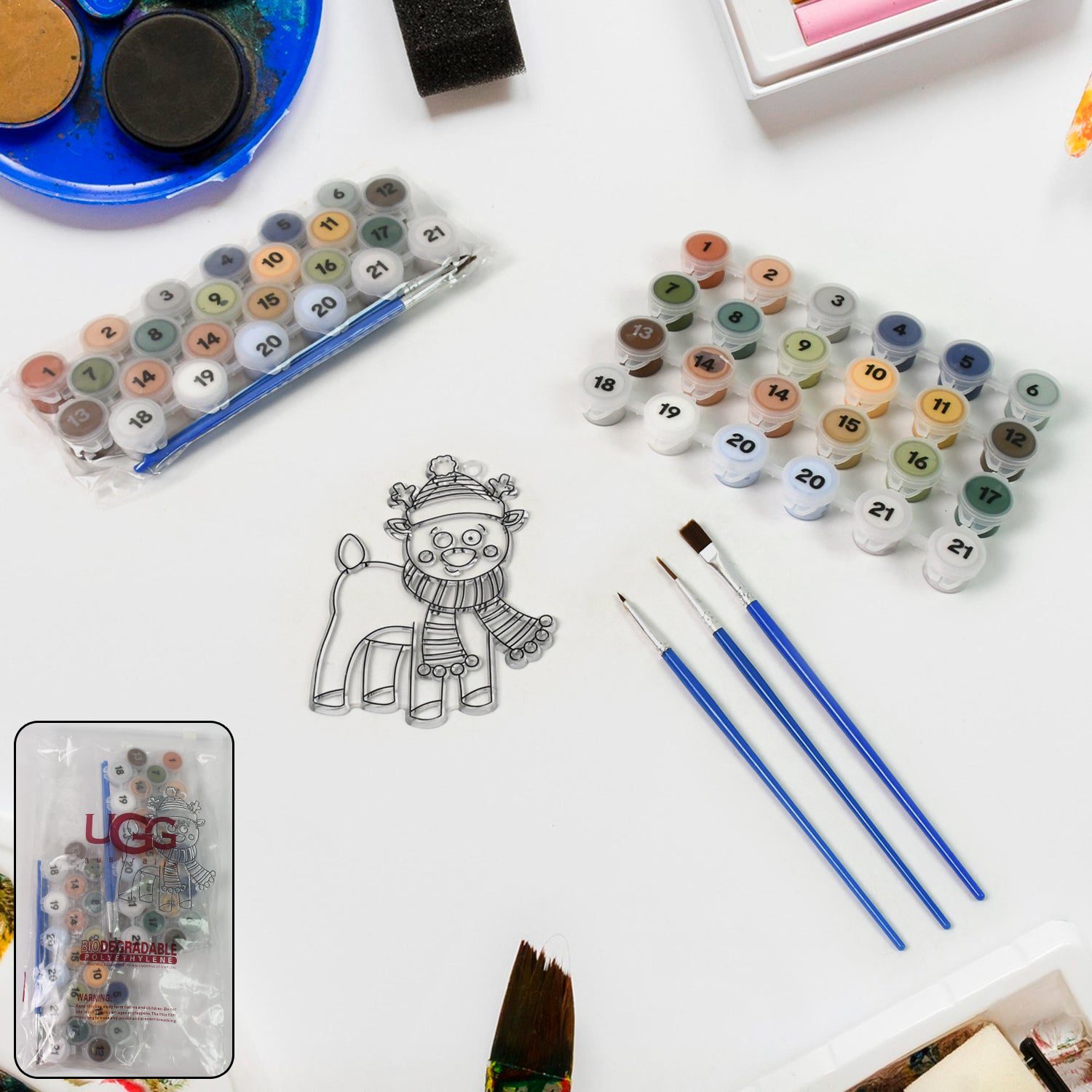 19_0ab944cf-0562-46ec-91f0-5b097104e8d2.jpg Paint by Number Kits 2 Set 21 Number Color, 6 paint brushes (2 Set) - Front View by Nari Haat, Indian ethnic wear, wo...