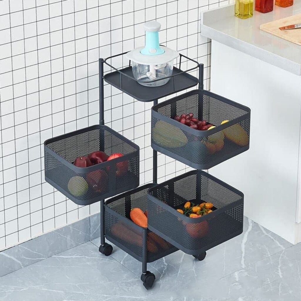4 Layer Metal Kitchen Trolley with Wheels
