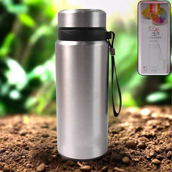Double-Wall Stainless Steel Vacuum Insulated Bottle (1000ml Approx) - Front View by Nari Haat, Indian ethnic wear, wo...