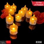 12 Pcs Flameless and Smokeless Decorative Acrylic Candles Transparent Led Tea Light Candle for Gifting, House, Diwali...
