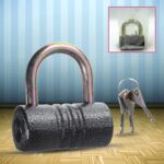 Heavy-Duty Iron Padlock – 82mm Black with Brass Core & 5 Keys, Waterproof - Sleeve Design by Nari Haat, Indian ethn...