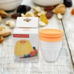 Pudding Molds, Custard Mold, Mold for Jelly Ice creams, Set of 4 Cups with Lid - Neckline Detail by Nari Haat, Indian...