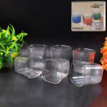 6pc Transparent Diamond Medium Serving Glass Set, Glass Set for Water, Juice etc - Front View by Nari Haat, Indian et...