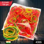 Multicolor Rubber Bands – Elastic & Reusable for Office & Home (0.5 Inch / 100GM) - With Dupatta by Nari Haat, Indi...