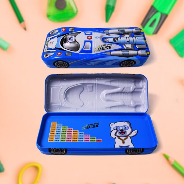 Car Shape Metal Compass Box, Pencil Case for Kids Stationery Compass Box - Front View by Nari Haat, Indian ethnic wea...