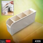 Plastic 4 Compartment Office Desktop Storage Box, Pen Pencil Stand/Holder Stationary Organizer, Plastic Desktop Stati...