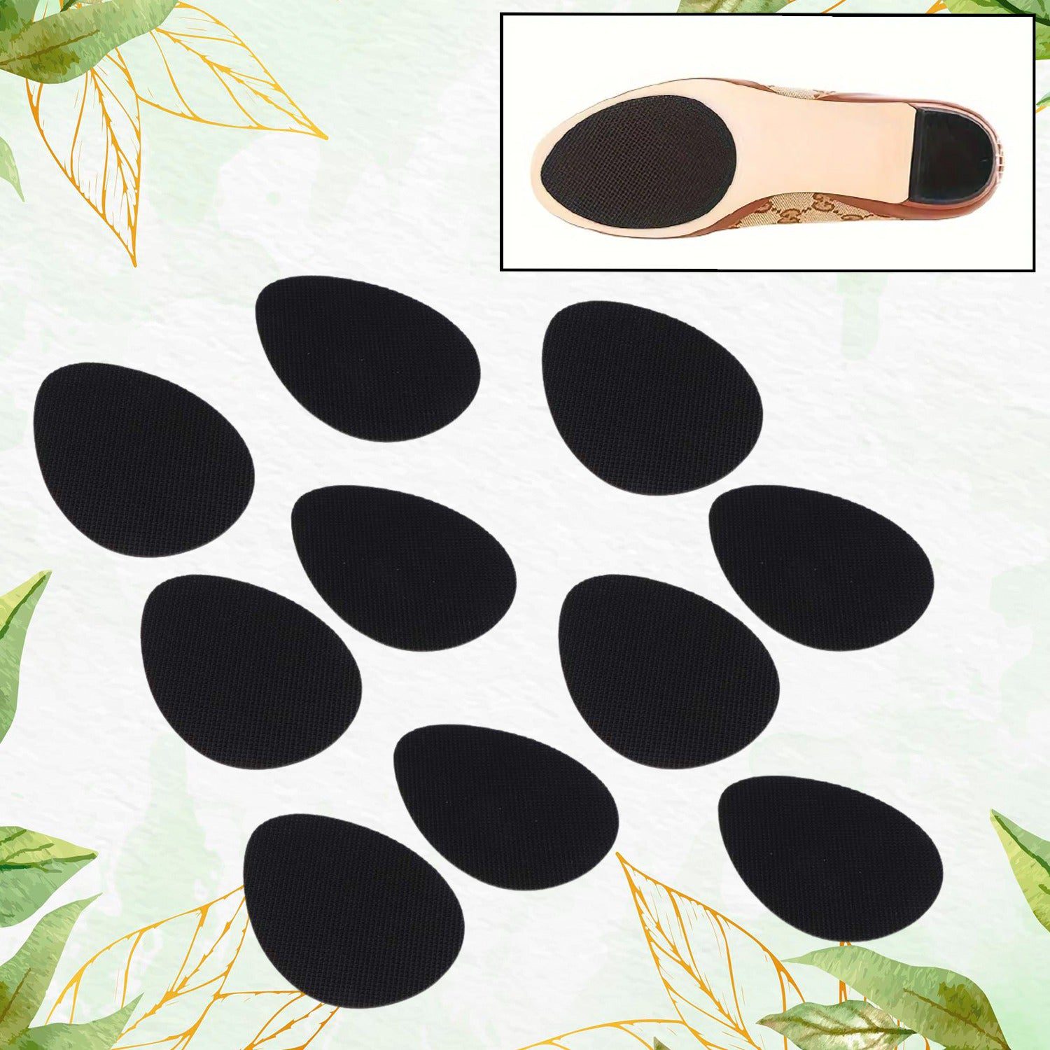 1_ad672c1a-f317-44b3-b40b-622cbaef7112.jpg Non-Slip Shoe Pads, Rubber Shoe Sole Protector Pads, High Heels, Boots (10 Pcs Set) - Front View by Nari Haat, Indian...