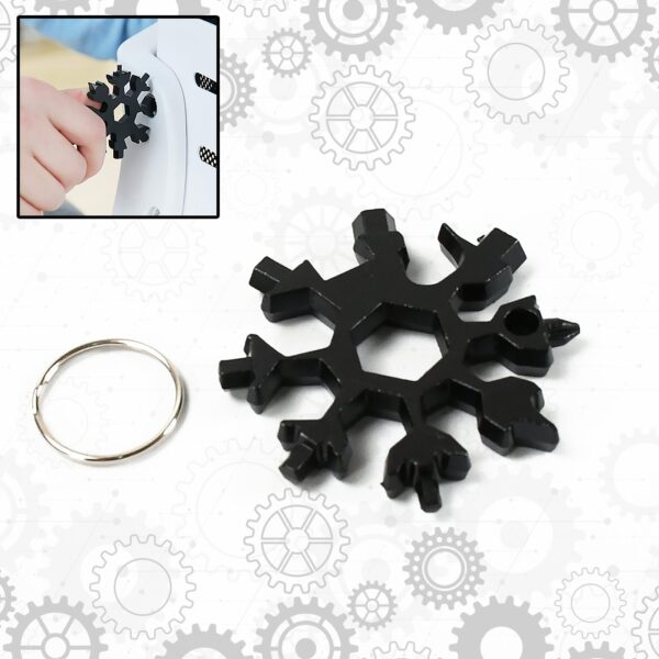 Durable 18-in-1 Snowflake Multi-Tool – Portable Bottle Opener, Screwdriver & Wrench - Front View by Nari Haat, Indi...