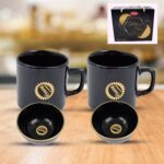 4-piece ceramic tea cups set with serving bowl