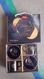 Hide & Seek Ceramic Tea / cups With Round Serving Bowl (4 Pcs set) - Full Detail by Nari Haat, Indian ethnic wear, wo...