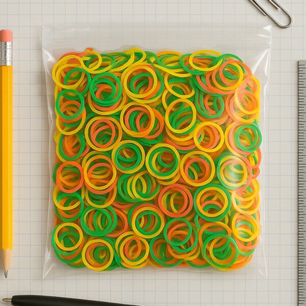 Multicolor Rubber Bands (Elastic & Reusable, Office & Home), Hair accessories - Front View by Nari Haat, Indian ethni...